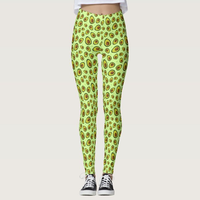 Leggings Fruit Avocado vert citron à motif (Devant)