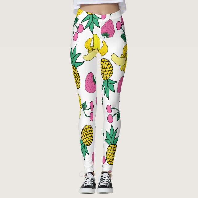Leggings Fruit Fiesta : Bananes, ananas, fraises (Devant)