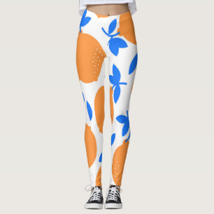Leggings Fruit orange : Motif exquis bleu-bracelet.
