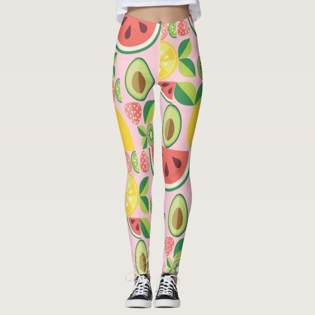 Leggings Fruits et motifs feuille (Devant)