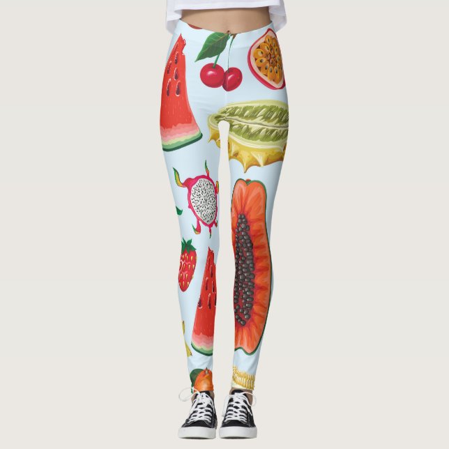 Leggings Fruits Exotiques : Imprimé tendance sans couture. (Devant)