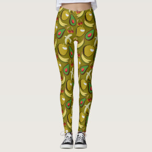 Leggings Fruits tropicaux sans soudure motif jaune