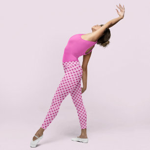 Leggings Fuchsia Heart Motif Pastel Pink Valentine