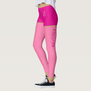 Leggings Fuchsia Monogrammed Shorts Pink Tights Gold Bordur