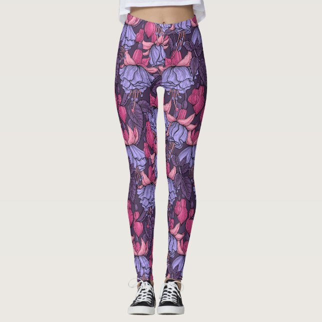 Leggings Fuchsia rose et violet (Devant)