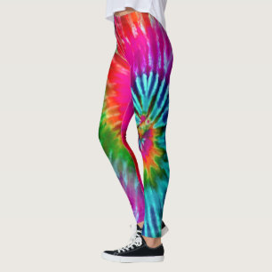 Leggings Fuchsia Turquoise Psychedelic Tie Dye Haute Visibi