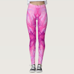 Leggings FUMÉE ROSE - Art fractal moderne et abstrait -