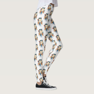 Leggings Fun Blue et Orange Frog Motif