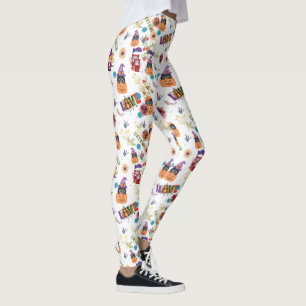 Leggings Fun Casquette violet Catoween, mignon Citrouille o