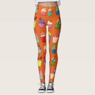 Leggings Fun cupcakes l Dessert orange coloré