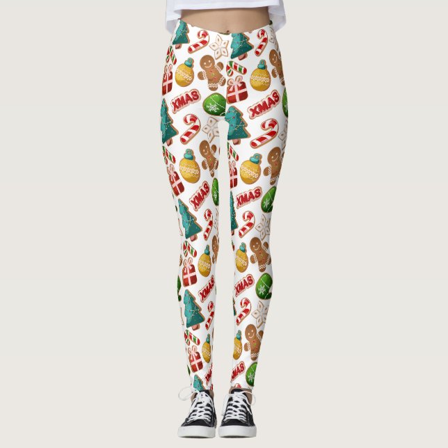Leggings Fun Gingerbread Cookies Christmas Pattern (Devant)