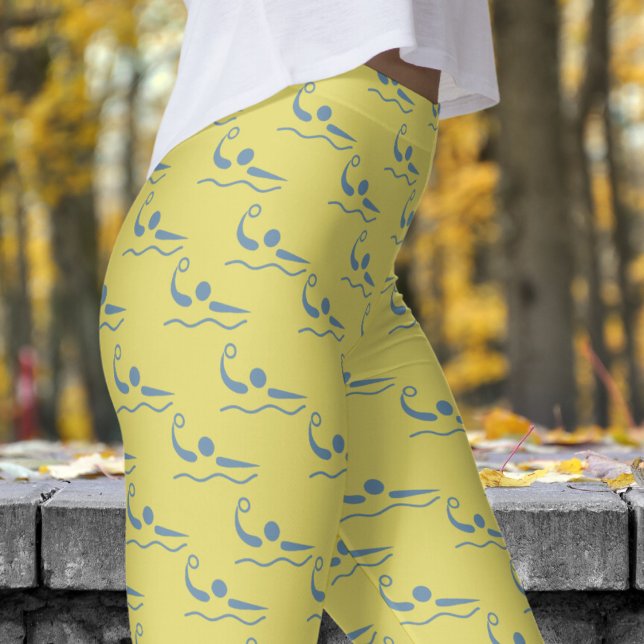 Leggings Fun Jaune Femme Motif de water-polo (Womens Water Polo on Yellow Straw Leggings)
