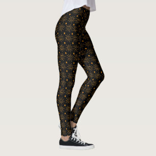 Leggings Fun Orange Blanc Main Levée Sourire Face Soleil