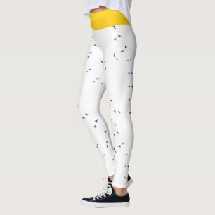 Leggings Fun Poulet Soyez Fou ! Noir et blanc et jaune funk