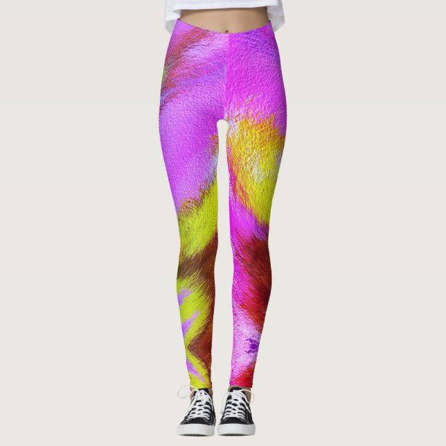 Leggings Fun Psychedelic Colorful Motif de fureur (Devant)