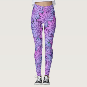 Leggings Fun Purple Flowers