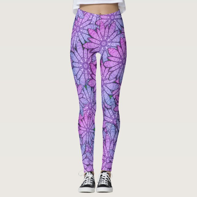 Leggings Fun Purple Flowers (Devant)