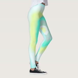 Leggings Funky Abstrait Art Jaune Turquoise Pastel Thème