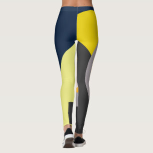 Leggings Funky Abstrait Art Pale Pastel Charcoal Yellow