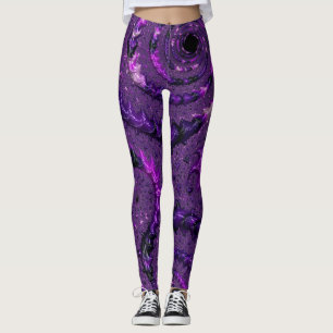 Leggings Funky Bold Bohème Violet Abstrait Fractal Numériqu