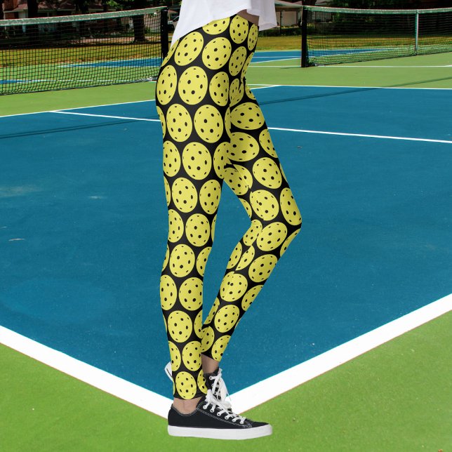 Leggings Funky Pickleball Yellow Ball et Black Sports (Créateur téléchargé)
