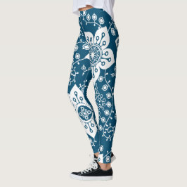 Leggings Funky Retro Cool moderne Fleurs Motif d'art