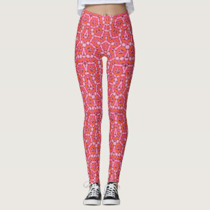 Leggings Funky rose et orange Motif géométrique