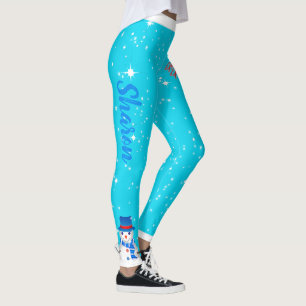 Leggings Funky Snowman et votre nom sur LIGHT BLUE HOLIDAY
