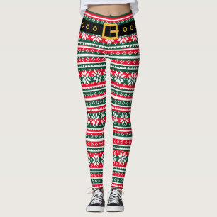 Leggings Funny jambes elf de Noël nordic flocon motif