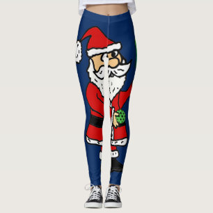 Leggings Funny Père Noël Jouer au Pickleball Noël