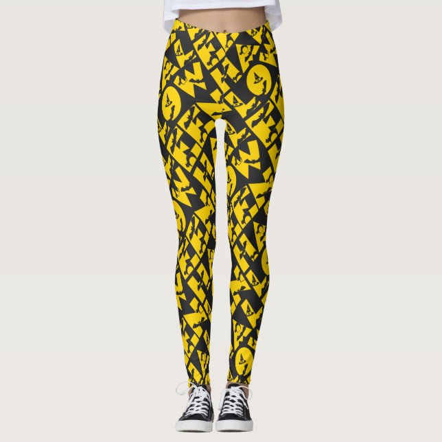 Leggings Funny Scary Casquette Chat Noir Chat Sorcière Hall (Devant)