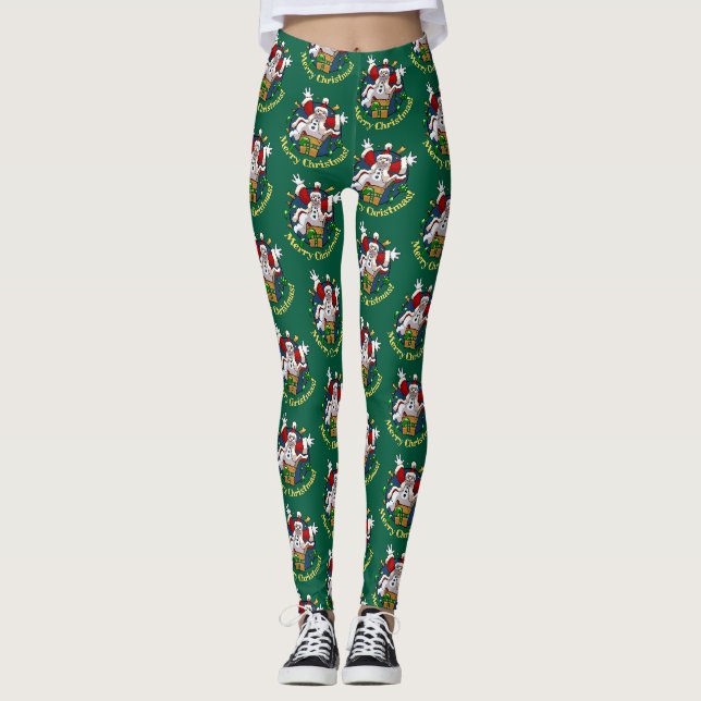 Leggings Funny Snowman Merry Christmas Surprise Cartoon (Devant)