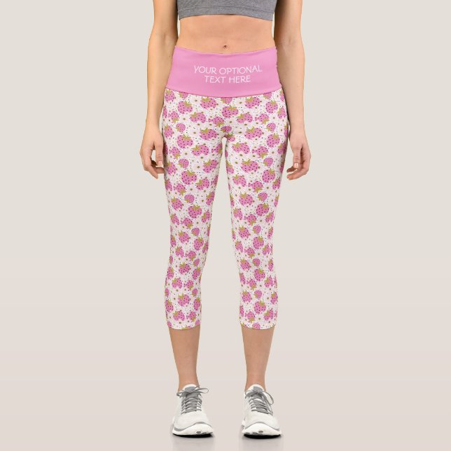 Leggings für benutzerdefinierte Text Rosa Erdbeere (Vorderseite)