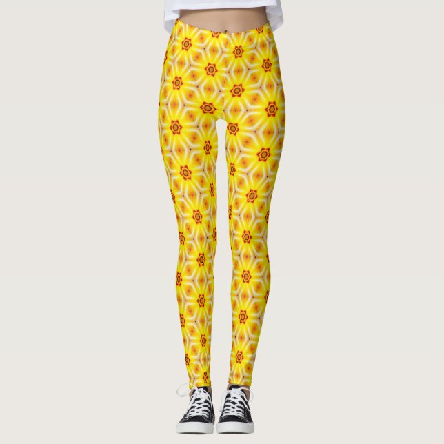 Leggings für die Designer für gelbe und orangefarb (Vorderseite)