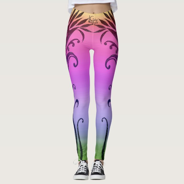 Leggings für die Gestaltung von Regenbogenfarben (Vorderseite)