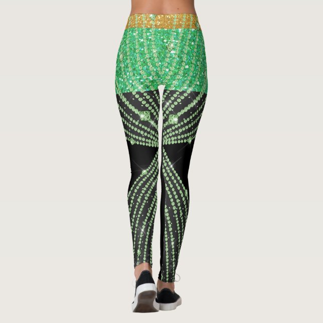 Leggings für Grüne Bling und Schwarzer Pop (Rückseite)