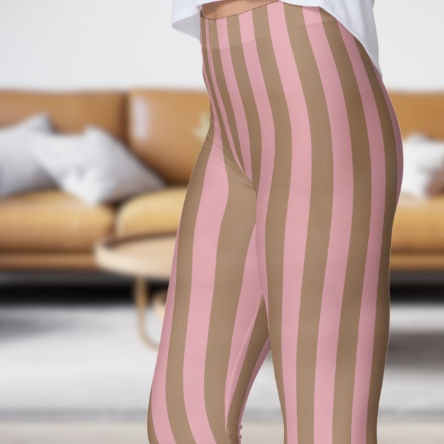 Leggings für klassische Gämse und rosa Streifenmus (Classic Chamoisee and Pink Strip Pattern Leggings)