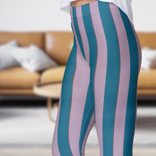 Leggings für klassische Ocean Blau und Rosa Strip  (Classic Ocean Blue and Pink Strip Pattern Leggings)