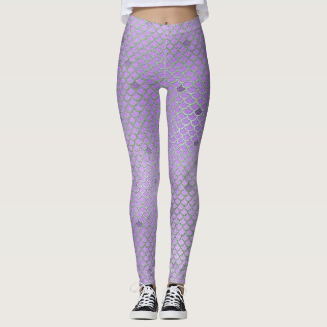 Leggings für lila Mermaid-Skala (Vorderseite)