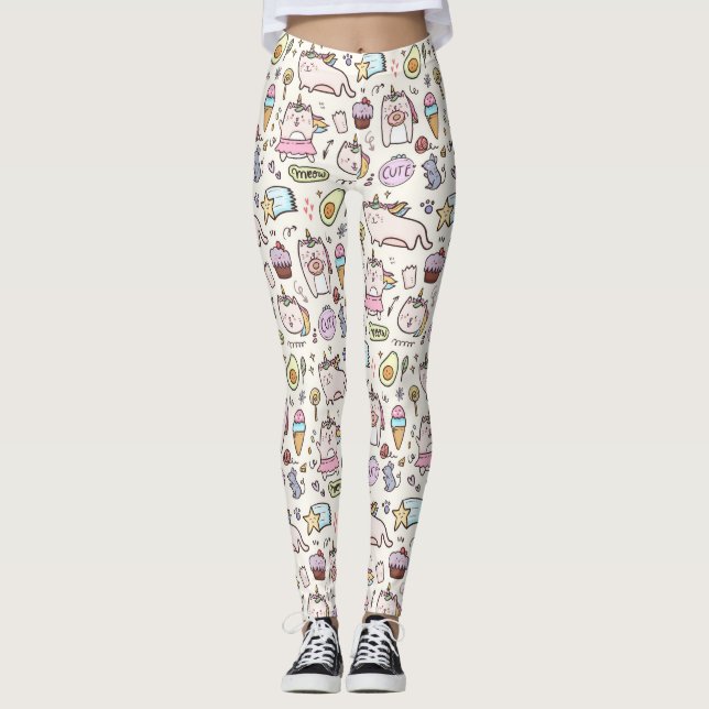Leggings für niedliche Cat Pattern (Vorderseite)