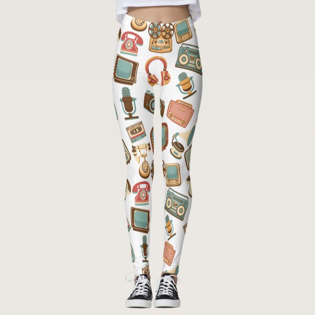 Leggings für Retro-Medienmuster (Vorderseite)