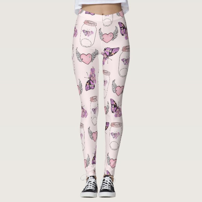 Leggings für romantische Butterfly und Herzschritt (Vorderseite)