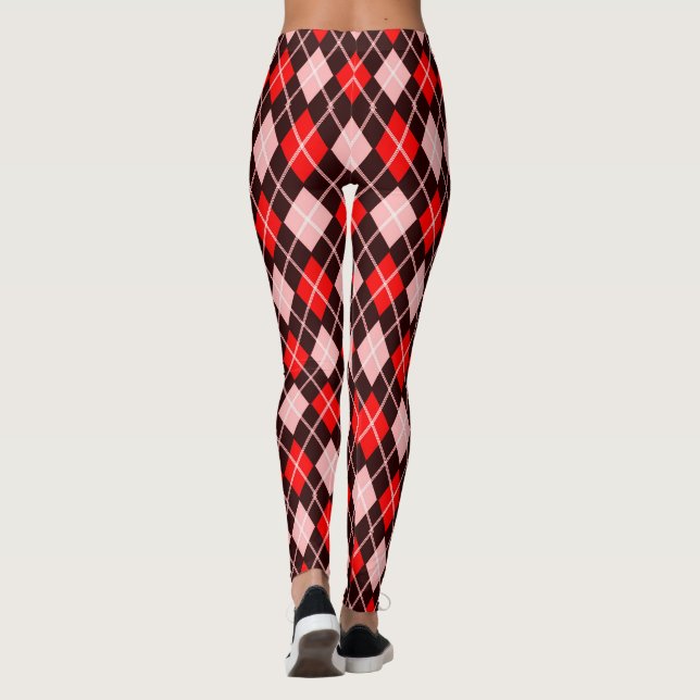 Leggings für rote und schwarze nahtlose Raute (Rückseite)