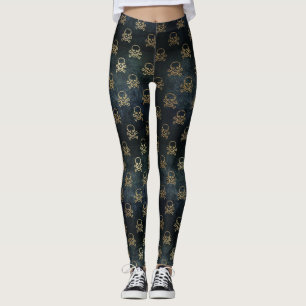 Leggings für Schwarz-Gold-Schädel- und Crossbone
