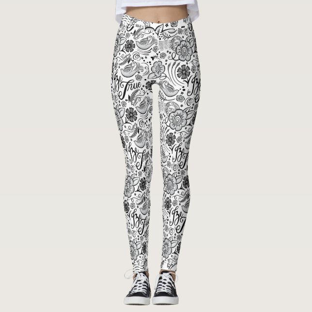 Leggings für Schwarz-weiße Muster (Vorderseite)