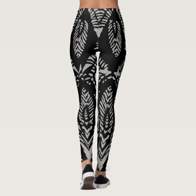 Leggings für schwarze und graue Stammmuster (Rückseite)