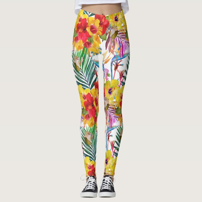 Leggings für tropische Hibisken (Vorderseite)