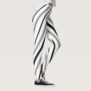 Leggings für Zickzack Streifen in Schwarz-Grau