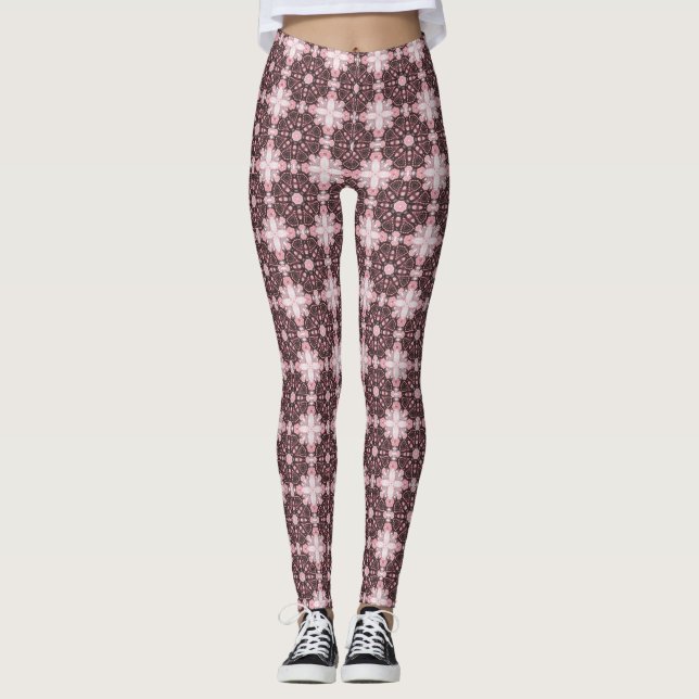 Leggings Fusion Batik Géométrique Rose (Devant)