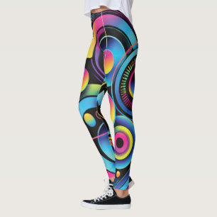 Leggings Futuriste Néon Abstrait Féminin